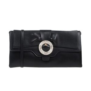 Black Leather Clutch RED (V)